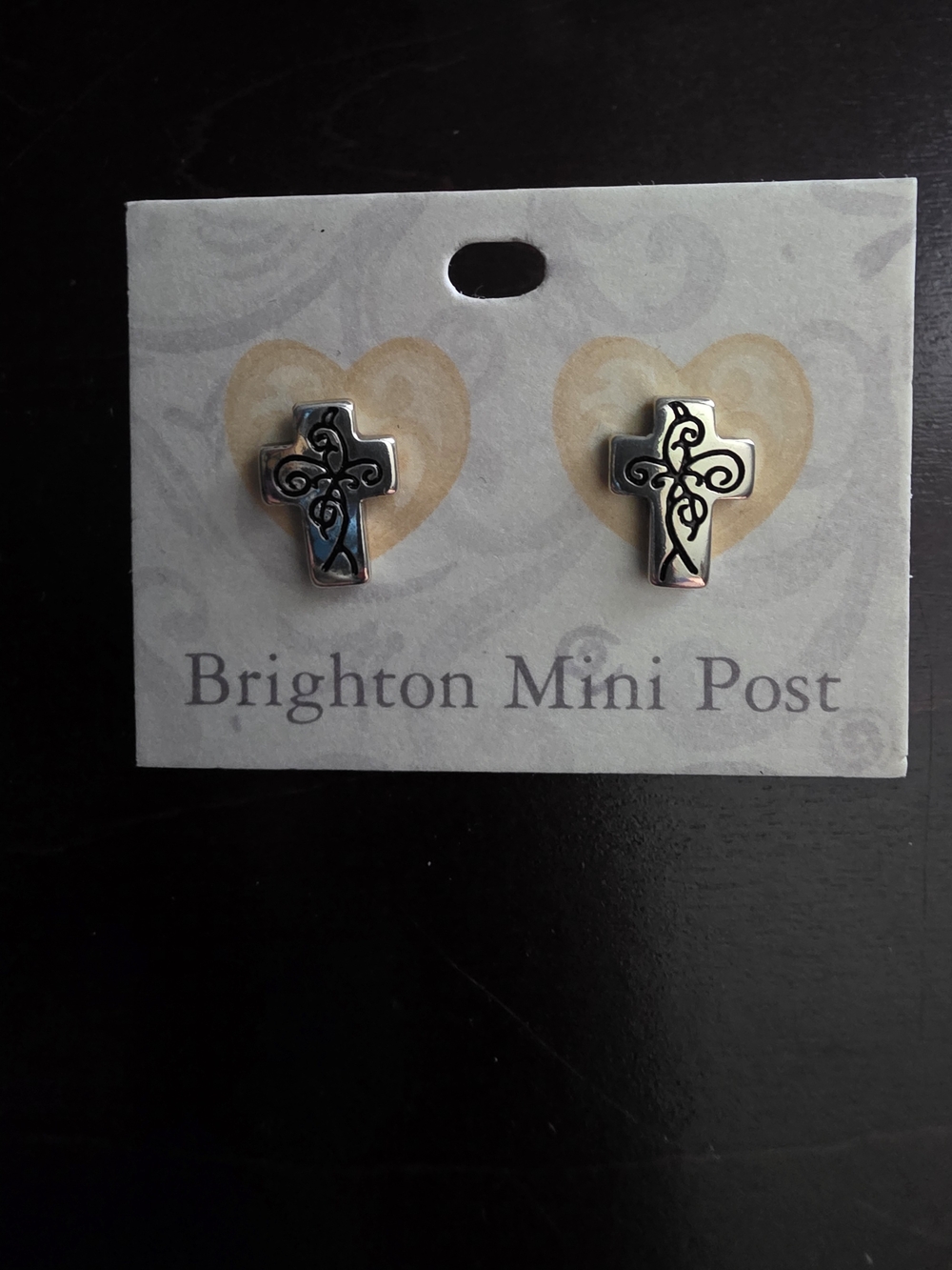 Brighton Silver Cross Mini Post Earrings with Black Accent